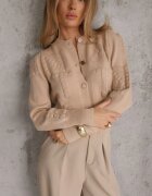 elsa.m by may Cardigan Bej din viscoză cu manșete închis cu nasturi Genadia