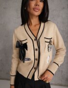 elsa.m by may Cardigan Bej din Viscoză cu nasturi cu Aplicații și Paiete Velafia
