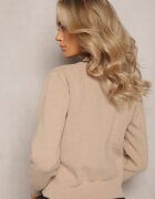 elsa.m by may Cardigan Bej din Viscoză Decorat cu Aplicații și Fundă Chiesa