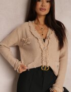 elsa.m by may Cardigan Bej Încheiat din Vâscoză Asabe