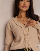 elsa.m by may Cardigan Bej Încheiat din Vâscoză Asabe