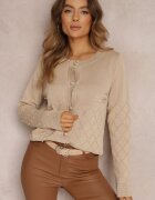 elsa.m by may Cardigan Bej Închis cu Perle Kilfa
