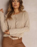 elsa.m by may Cardigan Bej Închis cu Perle Kilfa