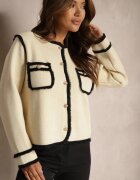 elsa.m by may Cardigan deschis bej deschis în stil elegant cu nituri și bordură Irinalea