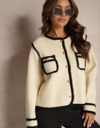 elsa.m by may Cardigan deschis bej deschis în stil elegant cu nituri și bordură Irinalea