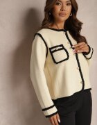 elsa.m by may Cardigan deschis bej deschis în stil elegant cu nituri și bordură Irinalea
