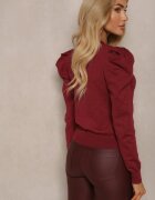 elsa.m by may Cardigan deschis Bordeaux din Viscoză Decorat cu Nasturi Florali Enarine