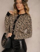 elsa.m by may Cardigan Deschis cu imprimeu leopard Bej din viscoză Miavitha