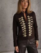 elsa.m by may Cardigan din vâscoză în stil Napoleon cu guler tip tunică și fermoar cu două fețe Glmess Maro