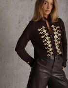 elsa.m by may Cardigan din vâscoză în stil Napoleon cu guler tip tunică și fermoar cu două fețe Glmess Maro