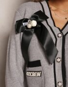 elsa.m by may Cardigan Gri din Viscoză Decorat cu Aplicații și Fundă Chiesa