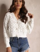 elsa.m by may Cardigan încheiat ajurat alb Nemolle