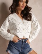 elsa.m by may Cardigan încheiat ajurat alb Nemolle