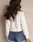 elsa.m by may Cardigan încheiat ajurat alb Nemolle