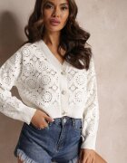 elsa.m by may Cardigan încheiat ajurat alb Nemolle