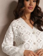 elsa.m by may Cardigan încheiat ajurat alb Nemolle