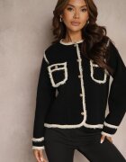 elsa.m by may Cardigan Negru Deschis elegant cu nituri și bordurat Irinalea