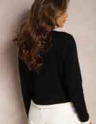 elsa.m by may Cardigan Negru din Tricot de Viscoză în Stil Retro Litare