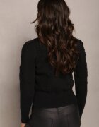 elsa.m by may Cardigan Negru din Vâscoză cu borduri elastice încheiat cu nasturi Genadia