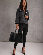 elsa.m by may Cardigan Negru din vâscoză cu fir metalic cu franjuri și nasturi decorativi Alamir