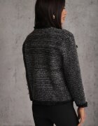 elsa.m by may Cardigan Negru din vâscoză cu fir metalic cu franjuri și nasturi decorativi Alamir
