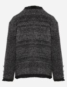 elsa.m by may Cardigan Negru din vâscoză cu fir metalic cu franjuri și nasturi decorativi Alamir