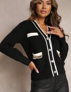 elsa.m by may Cardigan Negru din Vâscoză cu Lanțuri și Perle Molito