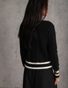 elsa.m by may Cardigan Negru din Viscoză cu fundiță tip broșă și margini contrastante Graphia