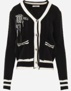 elsa.m by may Cardigan Negru din Viscoză cu fundiță tip broșă și margini contrastante Graphia