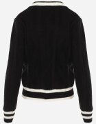 elsa.m by may Cardigan Negru din Viscoză cu fundiță tip broșă și margini contrastante Graphia