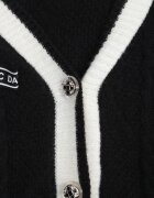 elsa.m by may Cardigan Negru din Viscoză cu fundiță tip broșă și margini contrastante Graphia