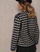 elsa.m by may Cardigan negru din viscoză decorat cu model pepit și nasturi Saveri