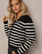 elsa.m by may Cardigan Negru în Dungi cu nasturi Eliasa
