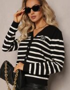 elsa.m by may Cardigan Negru în Dungi cu nasturi Eliasa
