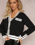 elsa.m by may Cardigan Negru Încheiat din Vâscoză Iriama