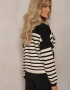 elsa.m by may Cardigan Negru încheiat în Dungi din Tricot de Viscoză Filaria