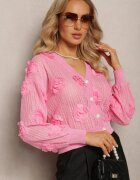elsa.m by may Cardigan Roz cu Ornament Ajurat Floral Barimona
