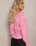 elsa.m by may Cardigan Roz cu Ornament Ajurat Floral Barimona