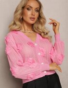 elsa.m by may Cardigan Roz cu Ornament Ajurat Floral Barimona