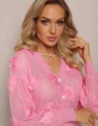 elsa.m by may Cardigan Roz cu Ornament Ajurat Floral Barimona