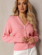 elsa.m by may Cardigan Roz din Viscoză în Dungi cu Manșete Uluria