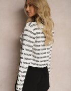elsa.m by may Cardigan Scurt Alb-Negru cu Imprimeuri Fashion și nasturi Winifa