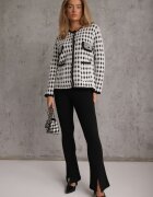 elsa.m by may Cardigan Viscoză Alb Decorat cu Model Pepită și Nasturi Saveri