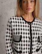 elsa.m by may Cardigan Viscoză Alb Decorat cu Model Pepită și Nasturi Saveri