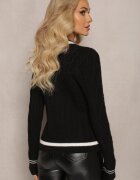 elsa.m by may Cardigan viscoză negru cu nasturi bijuterie și aplicații decorative Puanissa
