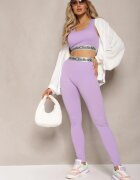 elsa.m by may Colanți Sportivi Mov Deschis Elastici cu Bandă Elastică Lată Decorativă în Talie Larnode