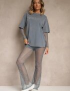 elsa.m by may Compleu Albastru din Bumbac Pantaloni din Dantelă și Bluză cu Mâneci din Dantelă Galaniera