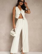 elsa.m by may Compleu Bej cu Zirconii Vestă scurtă și Pantaloni eleganți Diviriel