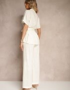 elsa.m by may Compleu Bej deschis din Viscoză cu croială Oversize Pantaloni și Cămașă cu Curea Normell