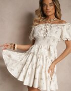 elsa.m by may Compleu Bej deschis din Viscoză Fustă și Top cu Mâneci Bufante Ornat cu Dantelă Mironira